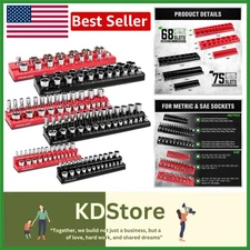 Magnetic Socket Organizer Set - 6-Piece Heavy Duty Tool Storage with Magnetic...