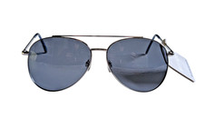 Aviator Sunglasses, Silver, Blue Temple Tips, Blue Lenses w/100 UVA UVB Lens
