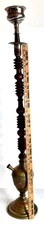 Hookah Etched Floral Cloisonné Brass/Wood 43"T-Use or Decoration Antique/Vintage