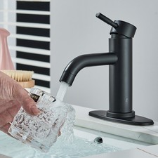Bathroom Sink Faucet Matte Black 3 Holes Basin Vanity Mixer Tap with Cover Drain