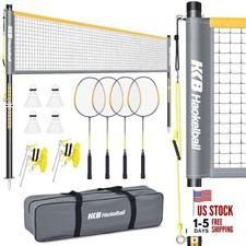Outdoor Badminton Net Set with Anti-Sag Winch System - 20ft Badminton A-Yellow