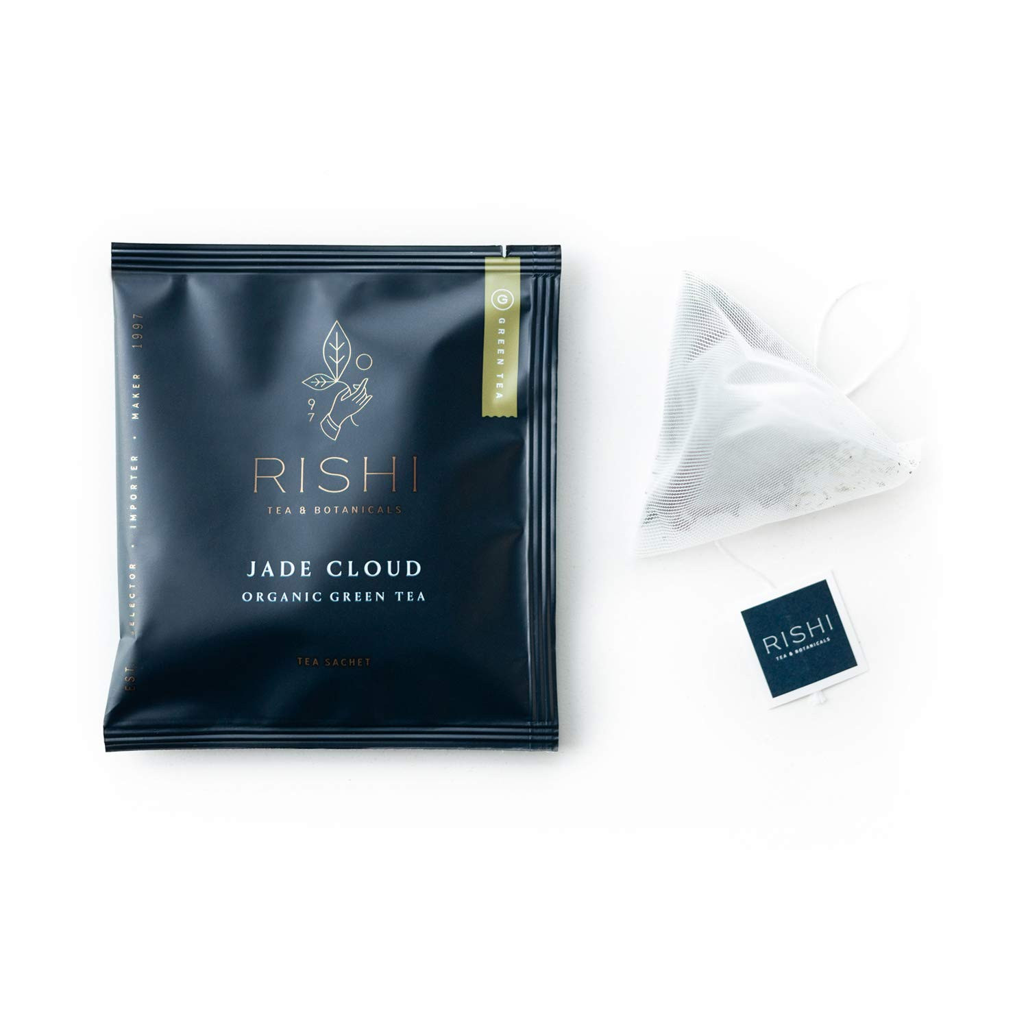 Jade Cloud Chinese Green Tea - Organic, Caffeinated Sachet Bags With N