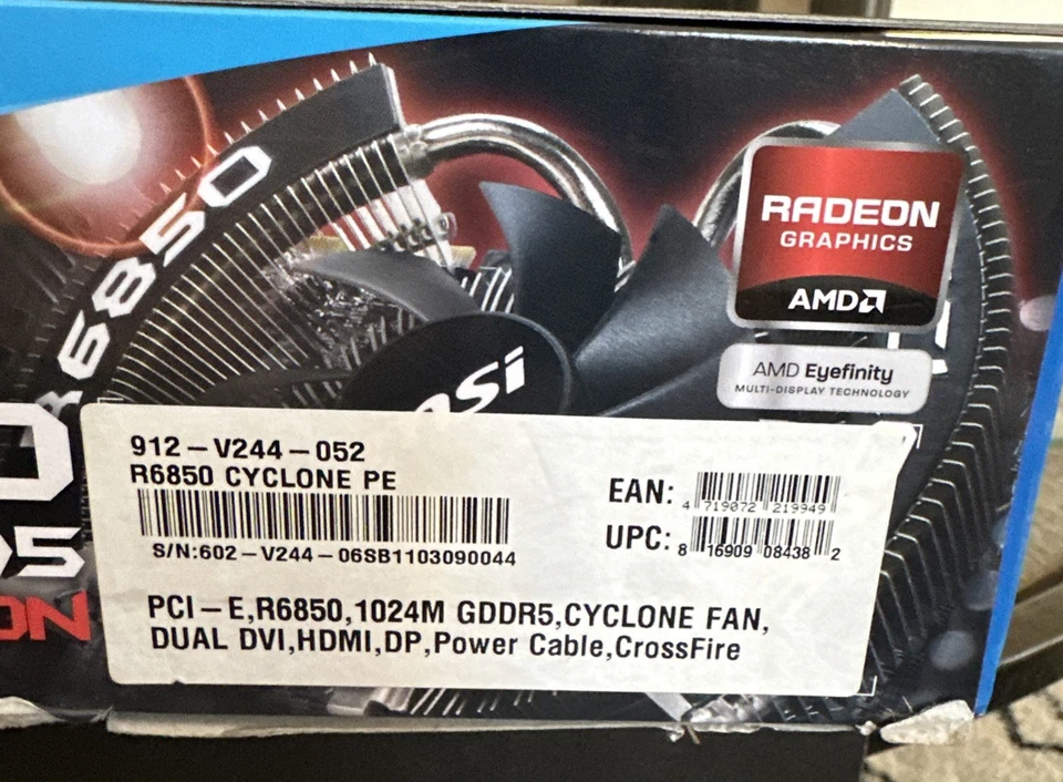 MSI R6850 CYCLONE "POWER EDITION" IGD5 1084 MHZ GRAPHICS CARD - Image 3 of 4