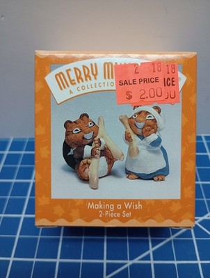 Pilgrims MAKING A WISH - 1997 Hallmark Merry Miniatures Thanksgiving 20c