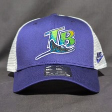 Nike Tampa Bay Rays Rise Cap Size M/L Purple White Snapback Trucker Hat