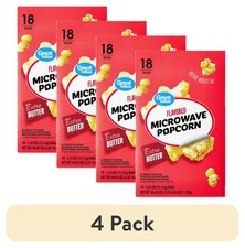 4 pack Great Value Extra Butter Flavored Microwave Popcorn, 18 count, 2.55 oz
