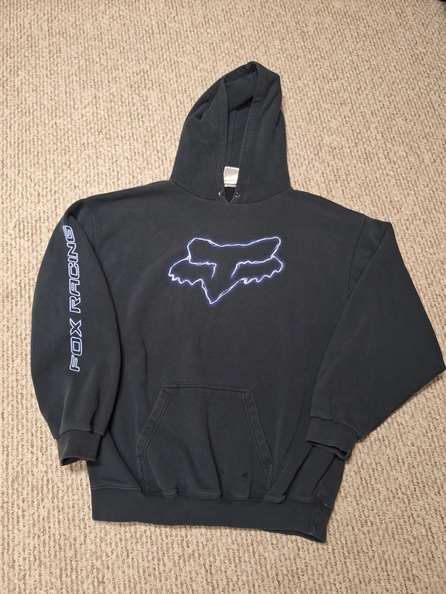 90s 00s FOX RACING foodie パーカー フーディー 袖刺繍 Fox Racing Hoodie 控えめプリント 丈が長くないLサイズ、完璧