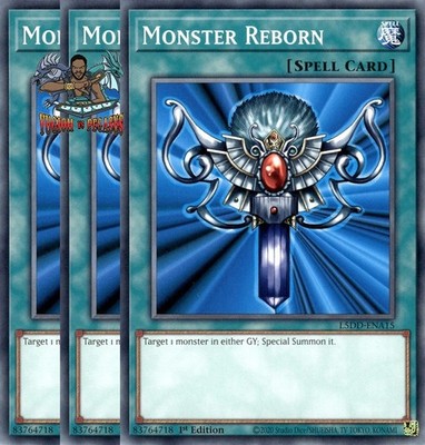 Yugioh! 3x Monster Reborn L5DD-ENA15 Common 1st Ed NM
