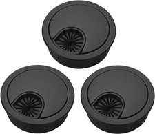 3 Pcs Satin Nickel Metal Cable Grommet, Zinc Alloy Desk 2 inchs 50MM , Black