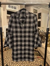 NWOT Alice + Olivia Women's Jem Ruffle Drop Sleeve Goth Plaid Shirt Dress Size S