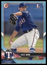 #BD-173 Cole Winn 2018 Bowman Draft Sky Blue SN #/499 Texas Rangers