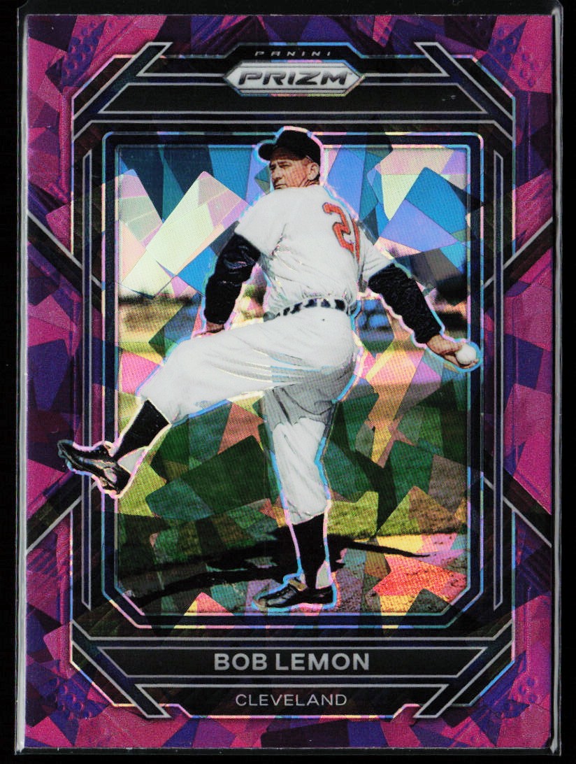2023 Panini Prizm Purple Ice Prizms #299 Bob Lemon Cleveland Indians