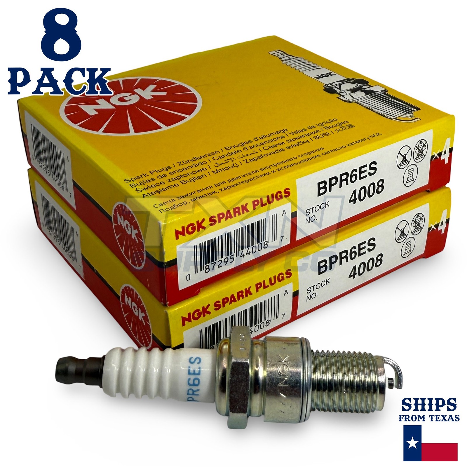 8 Pack NGK 4008 Spark Plugs BPR6ES SOLID
