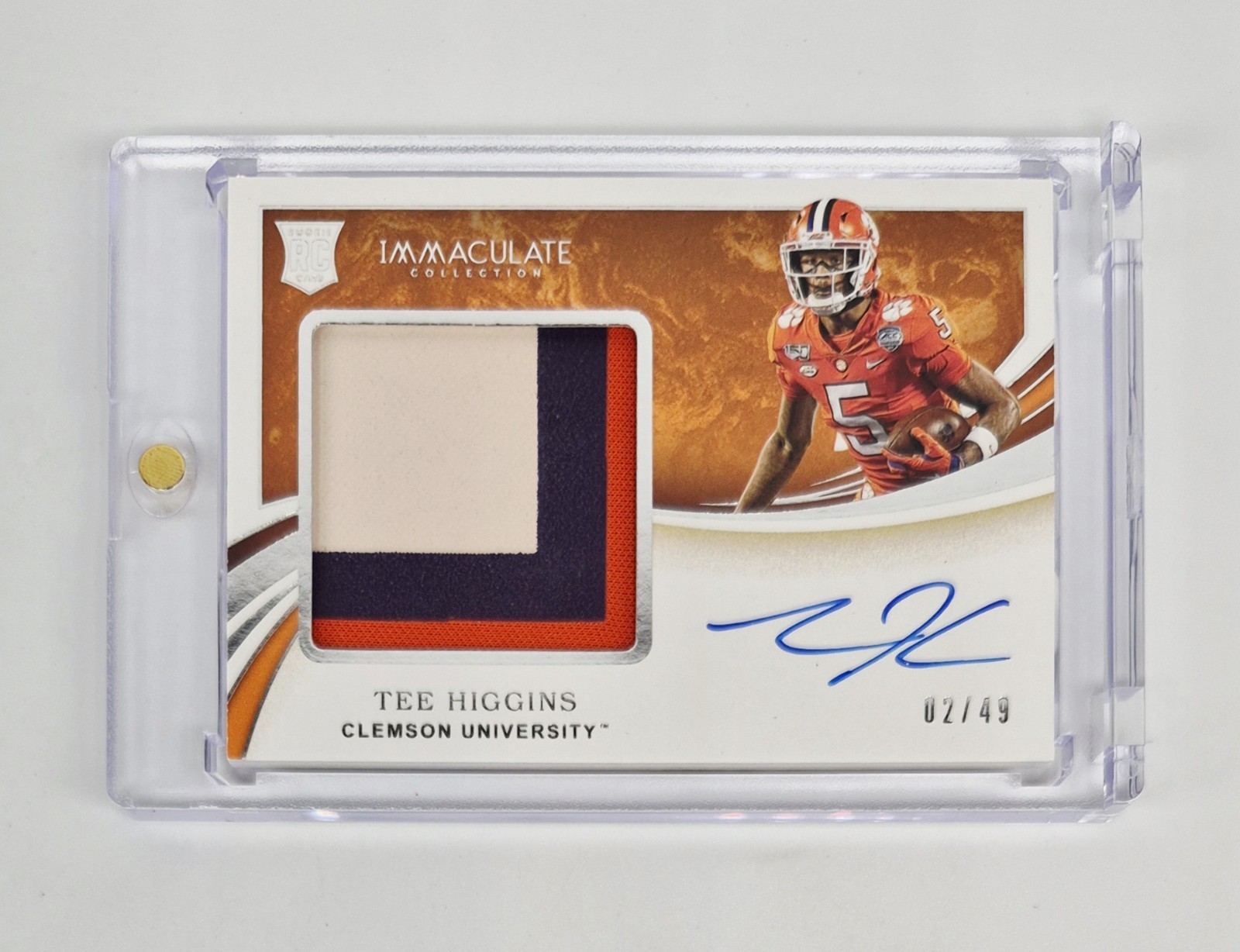 Tee Higgins Paniini Immaculate Collection Premium Patches Rookie Autographs #113 Premium Patches Rookie Autographs Bowl Logo 1