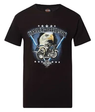 Harley-Davidson Men's Eagle Struck Short Sleeve Cotton T-Shirt, Black