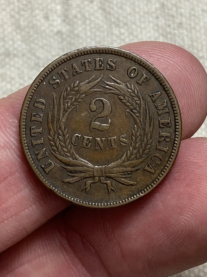 1868 US Two Cent Piece 2 Cent XF/AU Nice High Grade Type Coin Popular - No Res - Image 4 of 4