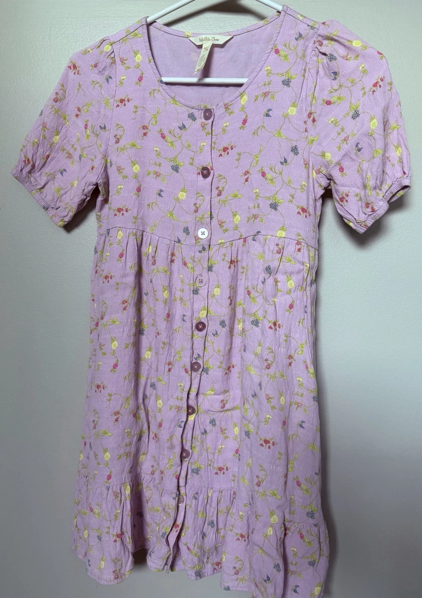 matilda jane purple floral dress NWT Matilda Jane Midi Dress Purple Floral Tiered Puff Sleeve Belt Women's Medium