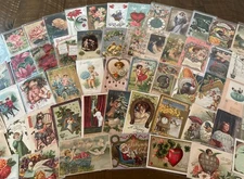 Lot of 60~Mixed~ Antique Vintage Holidays Greetings 1900's Postcards~Santa~m106