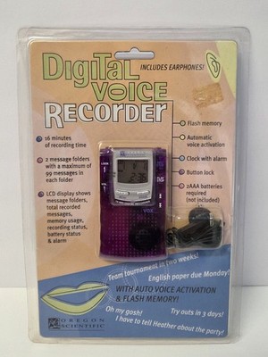 Oregon Scientific Digital Voice Recorder Purple With Earphones 2002 - New