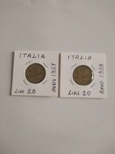 Italia:N° 2 monete da Lire 20 anno 1957 e 1958.Circolate.