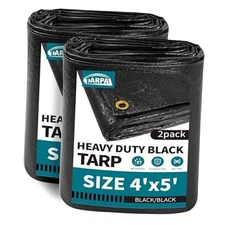  Waterproof tarp 4x5 Feet（2Pack） Heavy 4x5 Feet（2-Pack)-Finished size Black