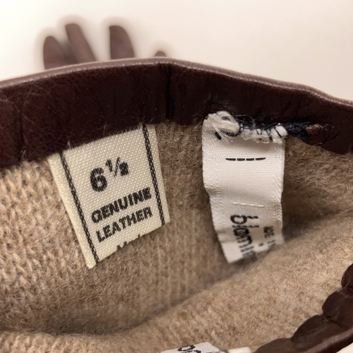 Retro Bloomingdales Made in Italy Brown Leather Cashmere Gloves Size 6 1/2 - Picture 4 of 8