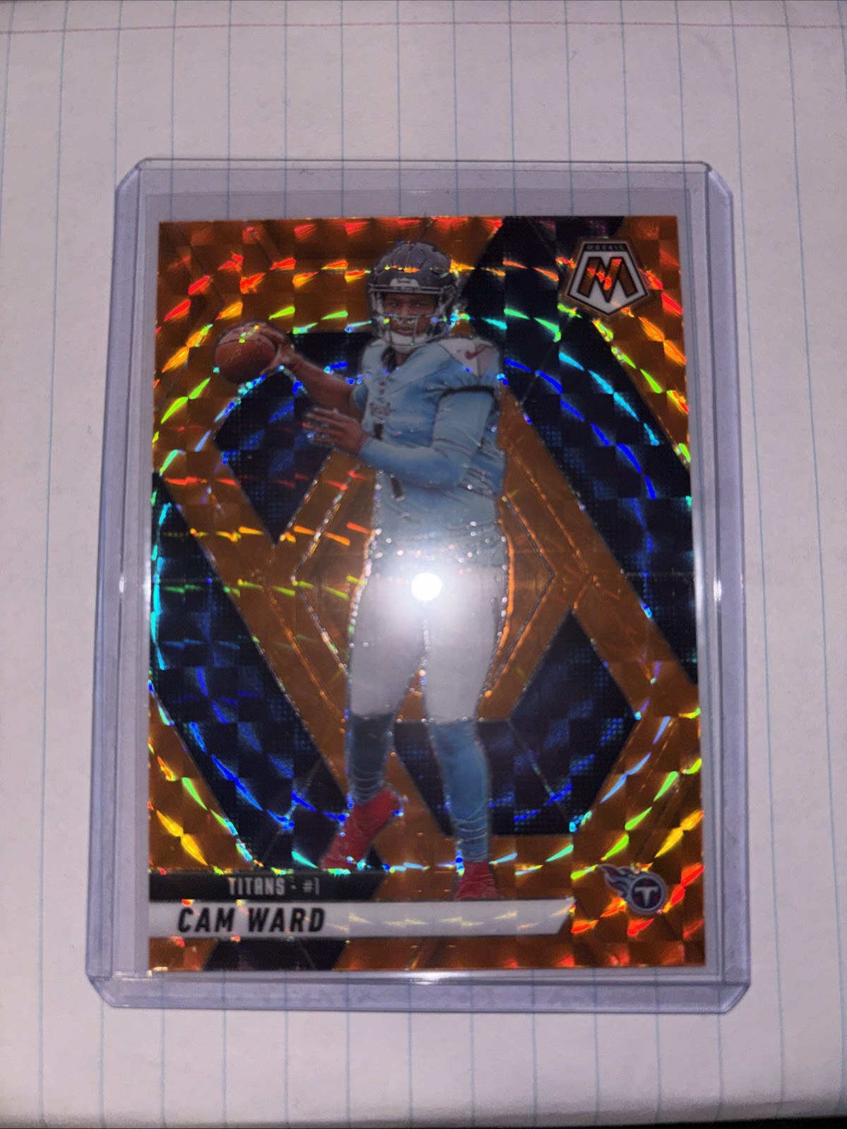 Cam Ward 2025 Panini Mosaic Rookie Orange Mosaic Prizm /199 RC Titans #382