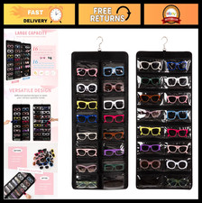 Dual Sided Eyeglasses Storage Organizer Case, Wall Mounted with 32 Slots  Hook
