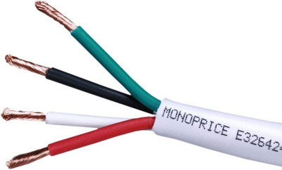 100Ft 14AWG CL2 Rated 4-Conductor Loud Speaker Cable (For In-Wall Installation)