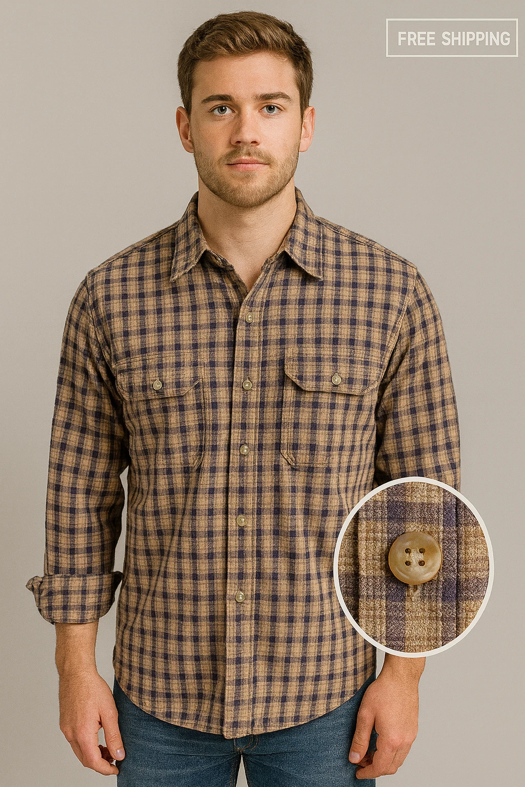 CABELA'S Men's Plaid Long Sleeve Shirt Brown Size Small Outdoor Flannel Casual
