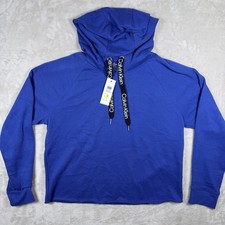 Calvin Klein Performance Women's Hoodie Blue Pullover Logo Drawstring Size M NWT