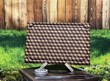 Impresionante Cubo 3D Ilusión Extremo Grano Tabla de Cortar Diseño Nogal, Cereza y Arce