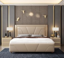 Schlafzimmer Bett Polster Design M&ouml;bel Luxus Doppel Beige Betten Modern