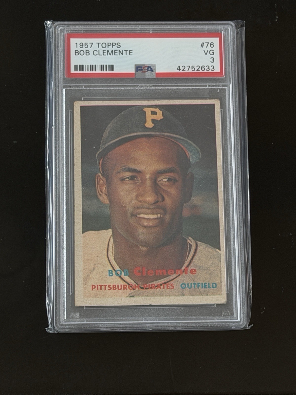 ROBERTO BOB CLEMENTE 1957 TOPPS BASEBALL CARD #76 PITTSBURGH PIRATES PSA 3 VG view 1