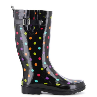 Women's Western Chief Dot City Rain Boot Black SZ 8