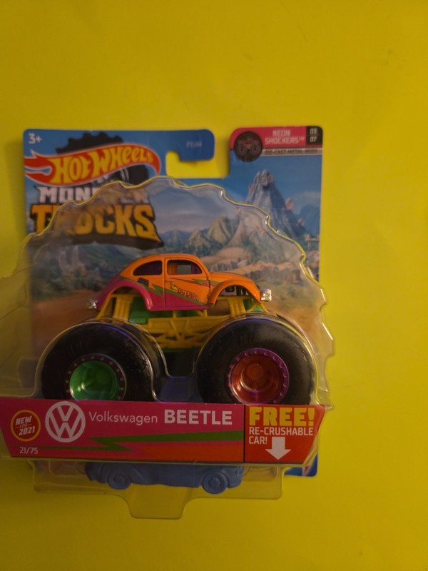 Hot Wheels 2021 Monster Trucks NEON Shockers #3/7 VW BEETLE 1:64 Scale