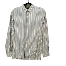 Ragazzo Uomo Striped Button Up Shirt Boys 18 R Men XS 100 Cotton Contrast Cuff