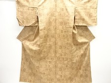 7733051: JAPANESE KIMONO / TSUMUGI / UNUSED / WOVEN KIKKO PATTERN