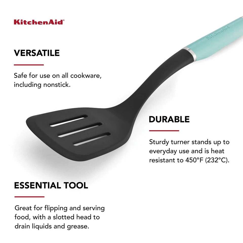 KitchenAid Classic Nylon Slotted Turner, 13.66-Inch, Aqua Sky - Image 4 of 4