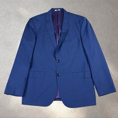 Ted Baker Endurance Jay Blazer 42R Navy Gingham Check Wool Sport Coat