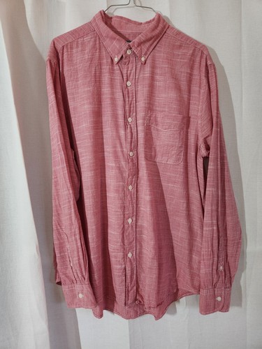 American Eagle 100% Cotton LS Pink Shirt Classic Fit Mens L Thin Soft Preppy