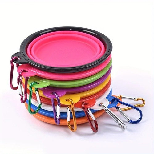 2 Pack Collapsible Dog Cat Pet Bowls Food Water Feeding Silicone Portable Travel