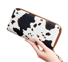 Cow Print Zip-Around Wristlet Wallet w/ Wrist...