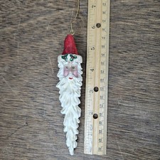 Vintage Style Santa Claus Icicle Christmas Ornament Resin Red White 6.5 Inch