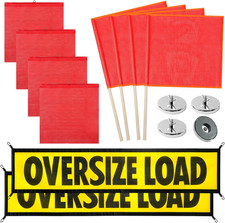 14-Piece Magnetic Oversize Load Sign Kit with Flags and Holders for Safety