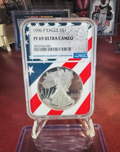 1996-P Silver American Eagle PF69 ULTRA CAMEO Flag Core