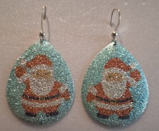 Beautiful Glitter Santa Christmas Earrings
