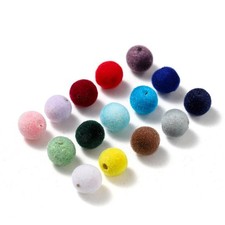 30pcs 8/10mm Colorful Acrylic Flocking Velvet Round Ball Beads for Necklace Brac