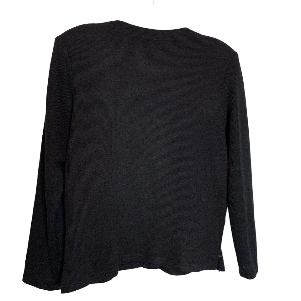 Cárdigan Ali Miles Mujer Mediano Negro Crochet Borde Botón Frontal Suéter Capa Foto 4 de 4