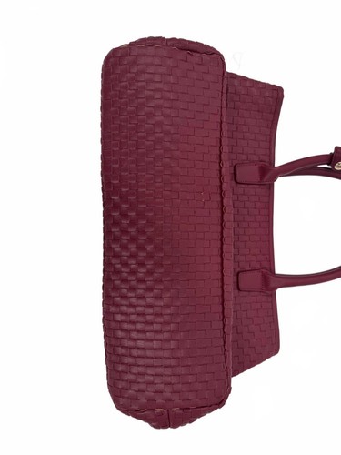 Bolso de Mano Grande LULU DHARMA Cuero Borgoña Tejido Nuevo con Etiquetas - Imagen 6 de 10